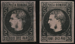 RUMÄNIEN 16y , 1866, 20 Par. Schwarz Auf Rosa, Dünnes Papier, Beide Typen, Falzrest, 2 Prachtwerte - Other & Unclassified
