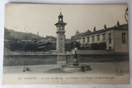 Delcampe - CARTE POSTALE CPA 92 SURESNES PLACE DU MARCHE LA FONTAINE LES ECOLES LE MONT VALERIEN FF 125 - Suresnes