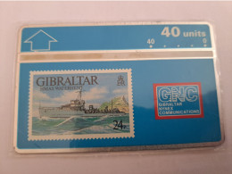 GIBRALTAR  LANDYS & GYR  40 UNITS MINT HMS WATERHEN /STAMP ON CARD   **17250 ** - Gibilterra