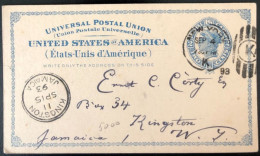 Etats-Unis, Entier-carte, Cachet NEW YORK K 1893 Pour KINGSTON, JAMAICA - (C699) - ...-1900