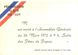 090724A - INVITATION 1972 Fédération UDR Du Lot à FIGEAC 46 - Figeac