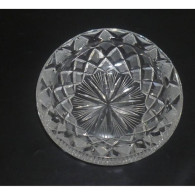 Vintage Gorgeous 70s' Heavy Crystal-Clear Glass Diamond Star Cutting Cigarette Ashtray (#3) - Glass