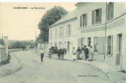 110724B - 95 CHAMPAGNE La Rue D'Aire - Attelage Cheval Calèche Café Restaurant Bière - T. Dusseaux Collection - Champagne Sur Oise
