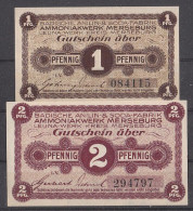 2 Gutscheine über 1 Und 2 Pfg. Der Badischen Anilin-& Soda-Fabrik Ammoniakwerk Merseburg Leuna-Werke - Non Classés