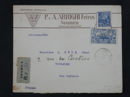 DS8 NOUVELLE CALEDONIE COMISSION  IMPORTATION   LETTRE RECO 1927 NOUMEA A TOULOUSE  FRANCE +  +AFF. INTERESSANT+++ - Briefe U. Dokumente