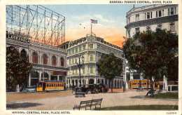 Havana - Central Park, Plaza Hotel (colors Oldtimer Tram Tramway C. Jordi) - Cuba