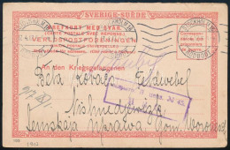 1917 Svéd Levelezőlap Stockholmból Egy Orosz Hadifogolynak Címezve, 50 Rubel összeg Küldéséről - Other & Unclassified