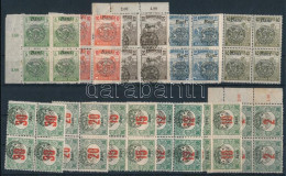 ** Nagyvárad 1919 11 Db Négyestömb Bodor Vizsgálójellel, Közte Elcsúszott Felülnyomás és Apró Lemezhibák - Other & Unclassified