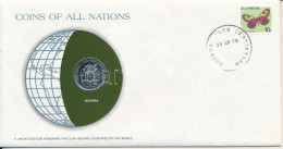 Guyana 1979. 25c Cu-Ni "Nemzetek Pénzérméi" Felbélyegzett Borítékban, Bélyegzéssel T:UNC Guyana 1979. 25 Cents Cu-Ni "Co - Unclassified