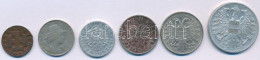 Ausztria 1925. 2gr Bronz + 1929. 10gr Cu-Ni + 1935. 50gr Cu-Ni + 1934. 1Sch Cu-Ni + 1947. 50gr Al + 1952. 5Sch Al T:XF-F - Unclassified