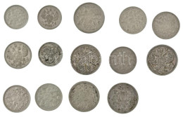 Orosz Birodalom 1904-1916. 10k Ag (3db, 2xklf) + 15k Ag (6db, 5xklf) + 20k Ag (5xklf) T:AU-F Patina Russian Empire 1904- - Unclassified