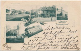 T2/T3 1898 (Vorläufer) Zsombolya, Hatzfeld, Jimbolia; Gróf Csekonits Kastély, Flórián Szobor, Vendégfogadó, Templom és P - Unclassified