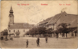 T3 1907 Zombor, Sombor; Szt. György Tér, Templom. Kaufmann Emil Kiadása / Square, Church (EB) - Unclassified