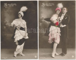 Fedák Sári, Rátkai Márton "A Mozikirály" Strelisky Felvételei - 2 Db RÉGI Képeslap / 2 Pre-1945 Postcard - Unclassified