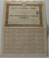 Société D’Automobiles MORS 1909, Part Bénéficiaire Au Porteur - Auto's