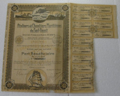 Ateliers Et Chantiers Maritimes Du Sud-Ouest 1924 , Ancien Etablissements Desbats, Part Bénéficiaire Au Porteur - Scheepsverkeer