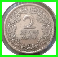 ALEMANIA ( GERMANY ) - WEIMAR REPUBLIC 2 REICHSMARK  DEUTSCHES REICH AÑO 1926 – CECA - A – ( BERLIN )  --SILVER ( PLATA - 2 Reichsmark