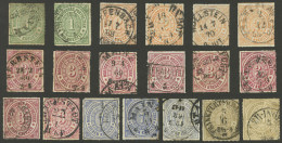 GERMANY: Sc.7/11, Lot Of Used Stamps, Several Examplese Of Each Value, Very Fine General Quality, Varied Cancels, Catalo - Other & Unclassified