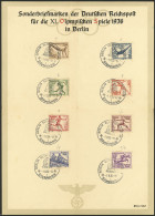 GERMANY: Sc.B82/B89, 1936 Olympic Games, The Set Of 8 Values On A Sheet With Special Postmarks, With 2 Creases Not Affec - Other & Unclassified