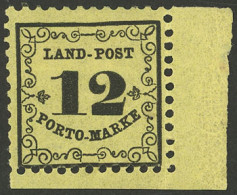 GERMANY: Sc.LJ3, 1862 12kr Mint With Original Gum, Sheet Corner, Excellent! - Other & Unclassified