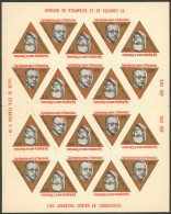 ARGENTINA: Argentina League Of Fight Against Tuberculosis, Year 1970 (Dr. G. Aráoz Alfaro), Complete Sheet Of 20 Labels, - Cinderellas