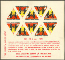 ARGENTINA: Argentina League Of Fight Against Tuberculosis, Year 1976 (children Holding Hands), Complete Sheet Of 10 Labe - Cinderellas