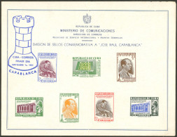 CUBA: Yvert 347/349 + Other Values, 1951 World Chess Championship (José Capablanca), The Set Of 7 Values Printed On A Sp - Other & Unclassified