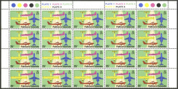 FALKLAND ISLANDS/MALVINAS: Sc.290, 1979 25p. Airstrip, Block Of 20 With WATERMARK SIDEWAYS TO THE LEFT (Heijtz 287wmk1,  - Falkland Islands