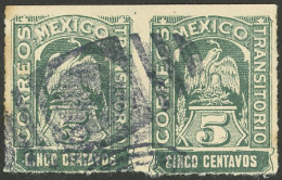 MEXICO: Sc.357a, 1914 5c. Pair IMPERFORATE BETWEEN, Used, Tiny Thin On Back (barely Visible, Almost Insignificant), Exce - Mexico