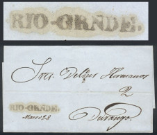 MEXICO: Folded Cover Dated 28/MAR/1856 And Sent To Durange With Black Straightline "RIO-GRNDE" Mark Very Well Applied +  - Mexico