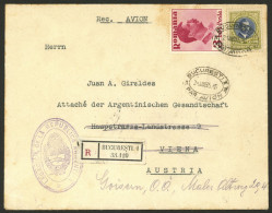 ROMANIA: 21/AU/1935 Bucuresti - Austria, Registered Airmail Cover Franked With 33L., And Arrival Backstamps Of Wien 22/A - Other & Unclassified