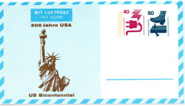 81484 - Bund - 1976 - 40&50Pfg Unfall PGAAerogramm "USA 200-Jahr-Feier", Ungebraucht - Us Independence