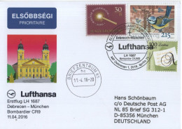 Germany Hungary 2016 Erstflug First Flight Debrecen-Munchen, Airport Plane Aviation Lufthansa - Autres & Non Classés