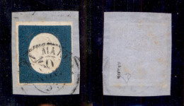 Antichi Stati Italiani - Sardegna - 1854 - 20 Cent (8) Usato A Nizza Su Frammento - Diena (475) - Other & Unclassified