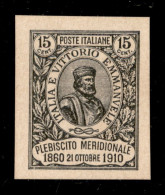 Regno - Vittorio Emanuele III - 1910 - Prove Di Macchina - 15 Cent + 5 Plebiscito (90) - Prova In Nero Su Carta Crema -  - Other & Unclassified
