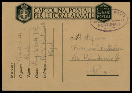 Regno - Navigazione - Regia Torpediniera Fortunale - Cartolina In Franchigia Da Napoli A Pisa Del 5.1.46 - Other & Unclassified