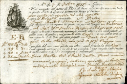Prefilateliche E Documenti - 1815 (7 Febbraio) - Distinta Di Carico Da Genova A Palermo - Other & Unclassified