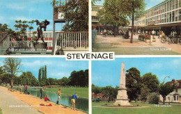 ROYAUME-UNI - Stevenage - Statue And Clock Tower - Town Square - Ornamental Pond - The Green - Animé - Carte Postale - Hertfordshire