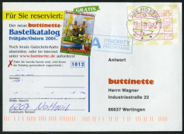 Switzerland 2001 Nottwil Postmark ATM Label Single Stamp Priority Postcard - Automatenmarken