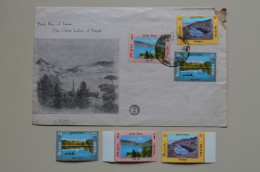 Delcampe - Nepal 1970 FDC + 3 MNH Great Lakes Of Nepal Lac Lake - Nepal