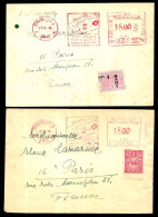 (Lot De 2) 1948 ROUMANIE Romania - Lettre Avec EMA P.T.T. (avec Variante D'empreintes) BUCURESTI I - Machines à Affranchir (EMA)