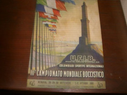 Delcampe - PUBBLICAZIONE U.F.I.B III CAMPIONATO MONDIALE BOCCISTICO 1951 GENOVA - Pétanque