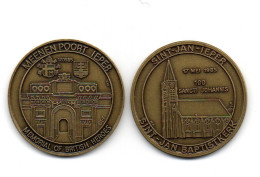 1 Penning Ter Gelegenheid Van Bezoek Paus Aan Ieper - 17 Mei 1985 - Kerk Sint-Jan - Ieper (bronskleurig) - Tokens Of Communes