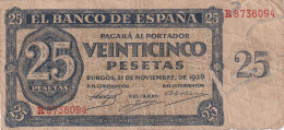 CRBS1364 BILLETE ESPAÑA 25 PESETAS 1936 1936 SERIE R BC - Altri & Non Classificati