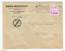 BELGIQUE LETTRE 1964 RAOUL BOUFFIOULX EXPORTATION ANVERS POUR PARIS FRANCE - Autres & Non Classés