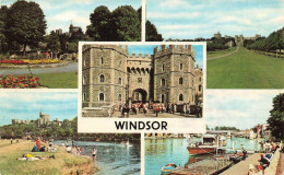 [-5%] ROYAUME-UNI - Windsor - Castle From Public Gardens - Long Walk - Henri VIII Gateway - Multi-vues - Carte Postale - Windsor