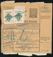 1946 Csomagszállító 2 X 100P Okirati Illetékkel + Újjáépítés 15 X 1.000P Bérmentesítéssel "KISÚJSZÁLLÁS" - "BUDAPEST" - Other & Unclassified