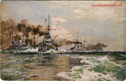 ** T2/T3 Geschwaderverband Kaiserliche Marine. Wohlgemuth & Lissner Primus-Postkarte "Unsere Marine" No. 876. / German N - Unclassified