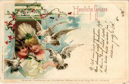 T2 1899 (Vorläufer) Hezliche Grüsse. Künstler-Postkarte Der Deutschen Moden-Zeitung, Wezel & Naumann / Szecessziós Litho - Unclassified
