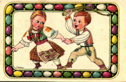 * T3 Csehszlovák Húsvéti üdvözlet, Folklór / Children Art Postcard, Czechoslovakian Folklore, Easter Greeting S: S. Bedn - Unclassified